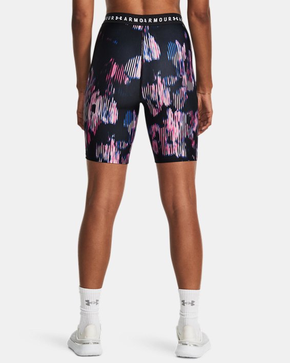 Women's HeatGear® Printed Bike Shorts, Pink, pdpMainDesktop image number 1